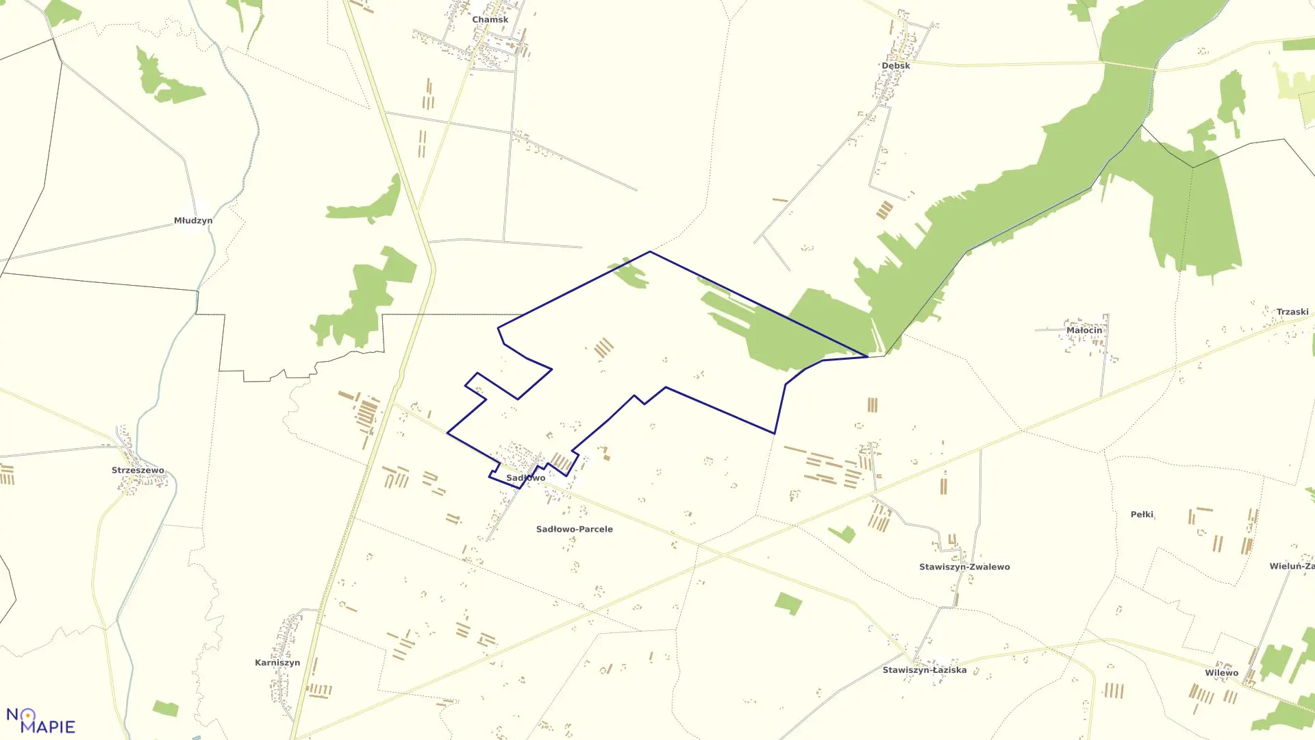 Mapa obrębu SADŁOWO w gminie Bieżuń